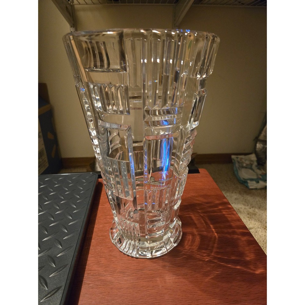 Marquis by Waterford Crystal Vase Geometric Block Cut Clear Glass Flower Vase